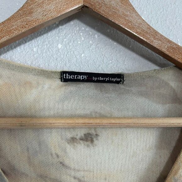 VTG Y2K Therapy Mesh V-Neck Top S Floral Roses Fairycore Whimsy Stretch - Picture 6 of 6